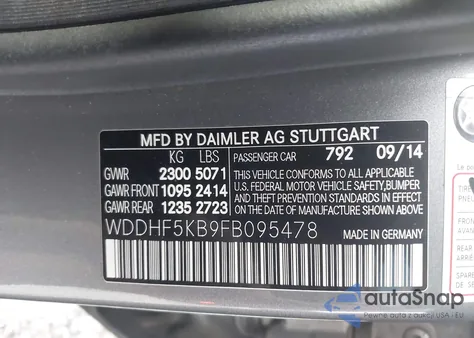 2015 Mercedes-Benz E 350 from USA, damaged, VIN WDDHF5KB9FB095478